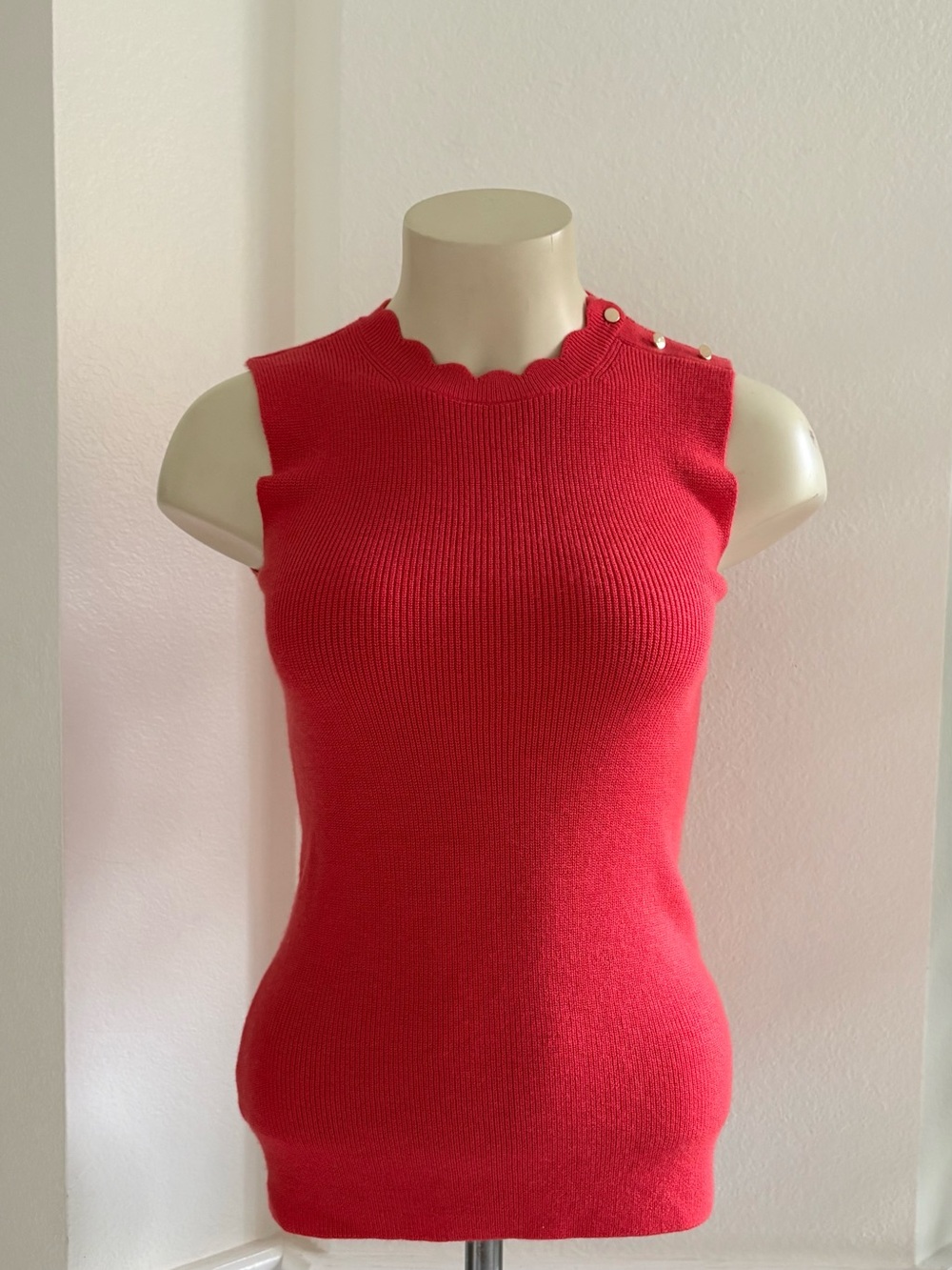 Ann Taylor Sleeveless Scallop Neck Knit Top